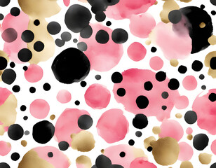 Wall Mural - Seamless pink polka dot creative watercolor gilded background