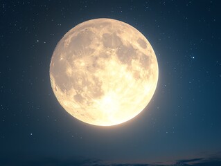 bright full moon shining in the night sky with stars in the background, capturing the beauty of the 