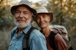 © CogniLens - Portrait of a content caucasian couple in their 60s going on a hike in nature