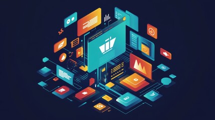 Wall Mural - illustration of data download 