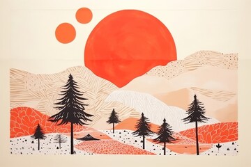 Wall Mural - Landscape outdoors drawing nature.