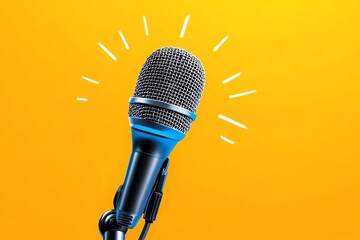 Aufkleber - A minimalist design of a microphone on a stand, symbolizing public speaking in a clean, simple graphic
