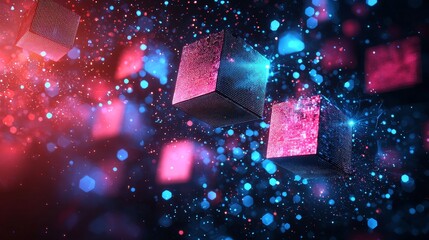 The robustness and reliability of blockchain technology in securing digital transactions are represented by interconnected blocks forming a secure network