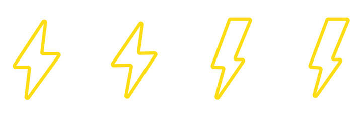Wall Mural - set lightning bolt. thunderbolt flat style - stock vector.
