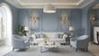 © Daniel - Elegant Living Room Interior Design with Blue and White Decor
