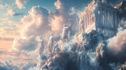 Wall Mural - Olympian greek gods and goddess on mt. olympus, generative ai. Greek Mythology. Illustration