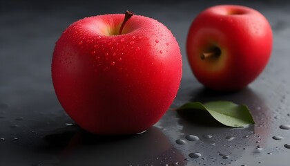 Wall Mural - Vibrant Red Apple Glowing on a White Surface Under Soft Illumination