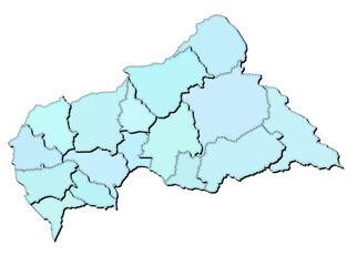  Map of Central African Republic with states isolated