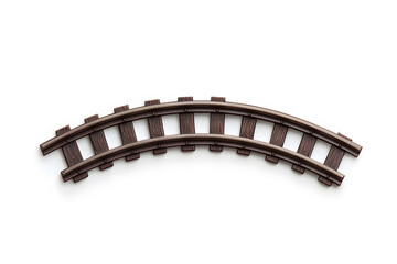 3d Railway rails top view isolated on white background