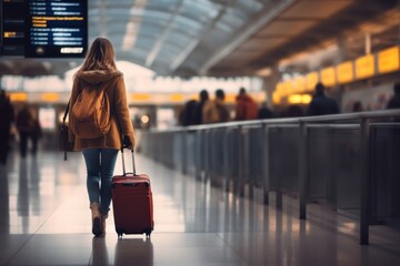 Canvas Print - Airport suitcase terminal luggage.