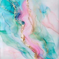 Canvas Print - Watercolor abstract background with golden lines
