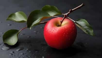 Artistic Watercolor Depiction of Ripe Apples on a Lush Branch