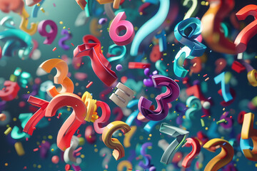 abstract colorful background with flying numbers. Math background. Back to school. AI Generated