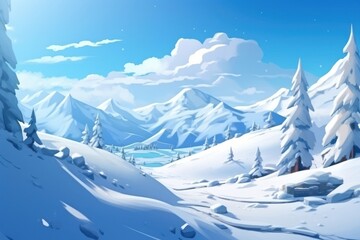 Wall Mural - Mountain snow landscape panoramic.