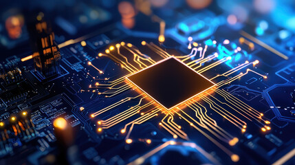 Poster - Close-up view of a computer microchip.