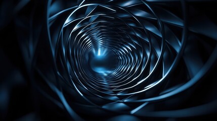 Poster - Abstract blue tunnel with a spiral effect.
