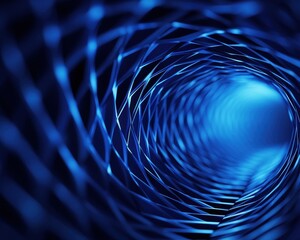 Fototapete - Abstract blue wireframe tunnel background