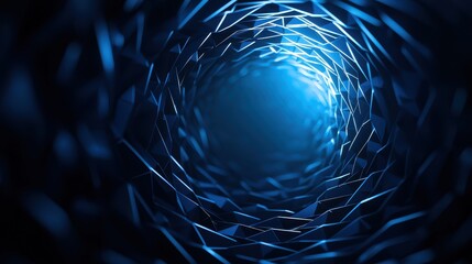 Fototapete - Abstract blue tunnel with geometric patterns