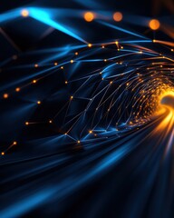 Leinwandbilder - Abstract light tunnel with glowing particles