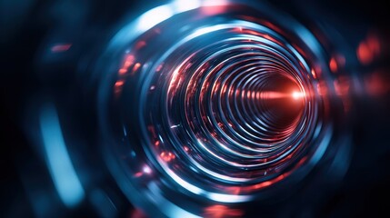 Fototapete - Futuristic tunnel with glowing lights