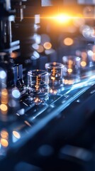 Leinwandbilder - Macro view of electronic components, glowing lights.