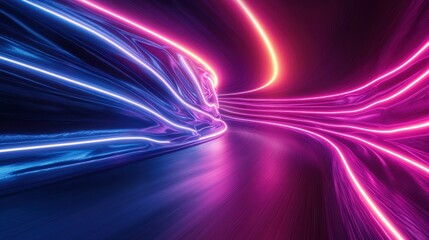 Aufkleber - Neon light trails in vibrant colors