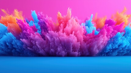 Wall Mural - Vibrant abstract explosion of pink, blue, and orange colors on a gradient background.