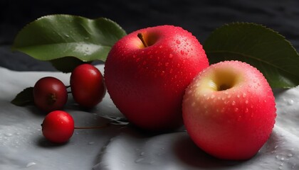 Wall Mural - Vibrant Still Life of Assorted Fruit Elegantly Displayed on a Crisp White Tablecloth