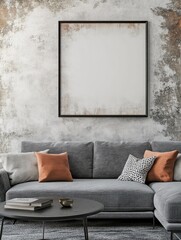 Contemporary Wall Art in Grey Living Room with Modern Couch