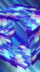 Wall Mural - futuristic glowing cube on striped background. motion. glowing striped cube on background of colorfu