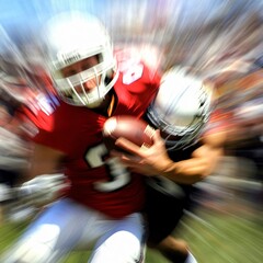 Wall Mural - Intense Football Moment: Quarterback Tackled by Linebacker with Forced Fumble