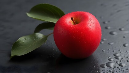 Wall Mural - Vibrant red apple resting on a pristine white table, showcasing simplicity and elegance