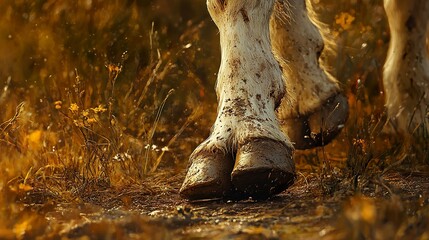 Wall Mural - Close Up of a Horse's Hoof in a Field