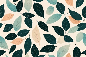 Canvas Print - The leaves wallpaper pattern on the background is seamless. High quality illustration.