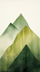 Sticker - Abstract mountain green art. .