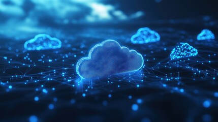 Wall Mural - 3D rendering of glowing cloud computing concept.