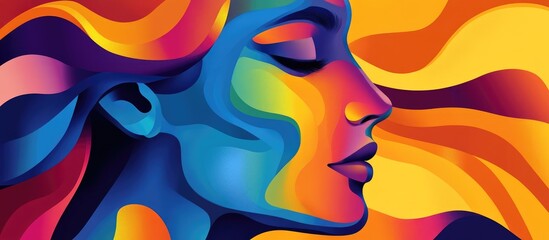 Wall Mural - Abstract 2d background featuring a stylized face design