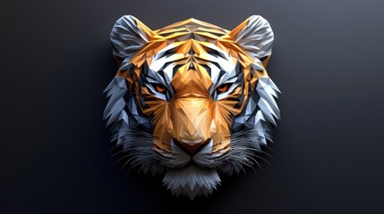 Canvas Print - Geometric tiger head in low-poly style.