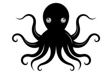 Wall Mural - A Vector image of an octopus silhouette black color, vector art illustration