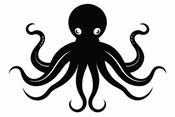 Wall Mural - A Vector image of an octopus silhouette black color, vector art illustration