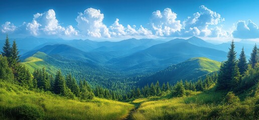 Wall Mural - Mountain Landscape with Lush Greenery