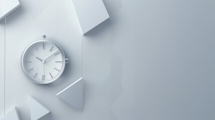 Clock on Light Grey Background, Generative AI Illustration