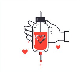 Health charity illustration featuring a hand donating blood