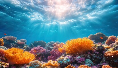 Sunlight Through the Ocean, Coral Reef Scene