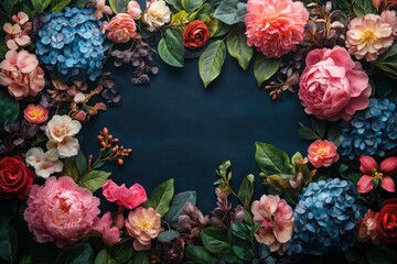 Poster - Floral Arrangement on Blue Background