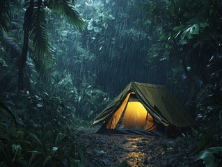 Poster - Campsite in a Rainforest