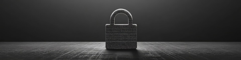 Padlock with binary code in digital space