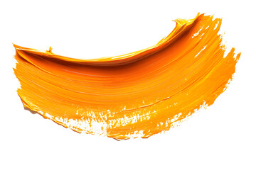 Wall Mural - isolated stroke of orange oil paint on white background