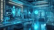 © BerkahStock - High-tech laboratory with holographic displays and advanced scientific equipment.
