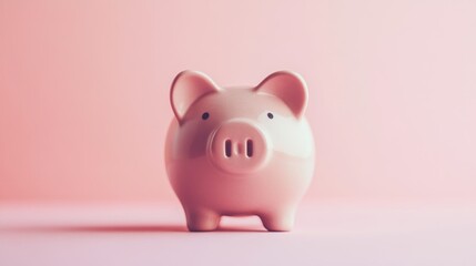 Pink piggy bank on a pink background.